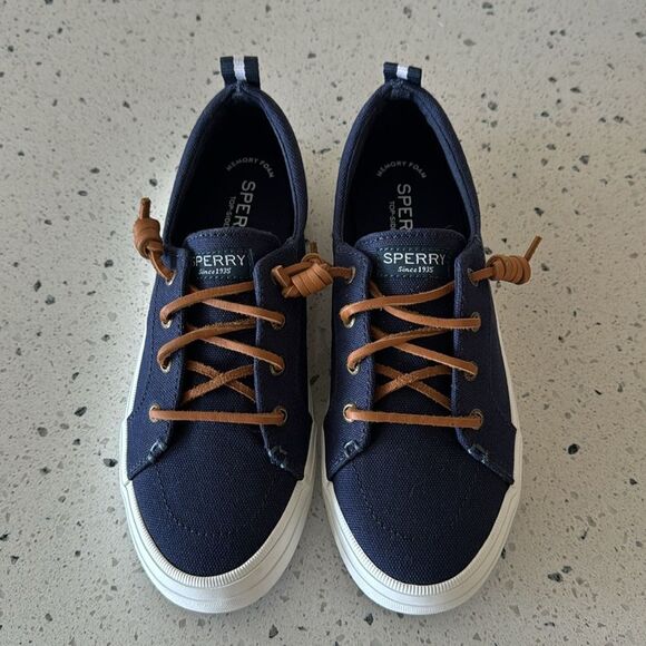 NWOB! Sperry Top-Sider Women's Pier Wave Blue Canvas Sneakers Slip On Size 6.5 - Picture 2 of 13